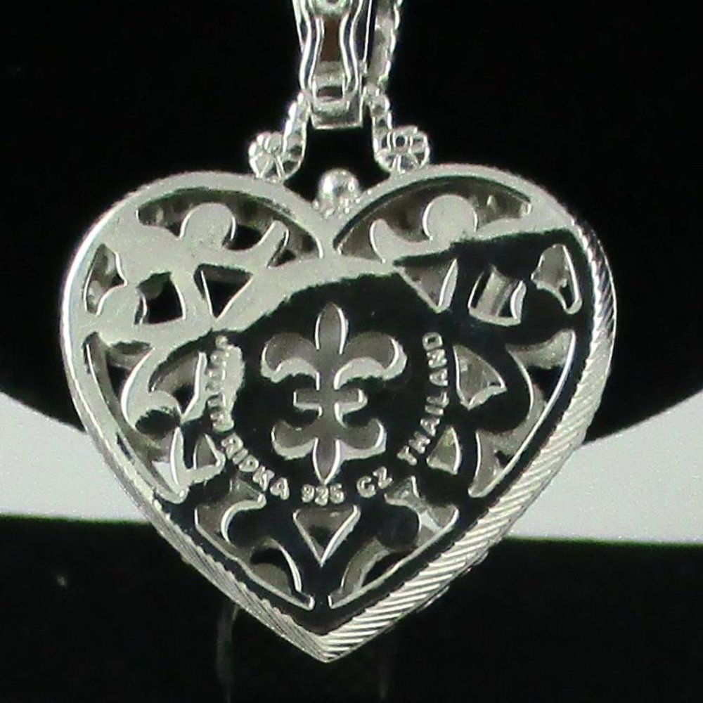 Judith Ripka Blue Agate Heart Enhancer with Chain - Picture 5 of 16